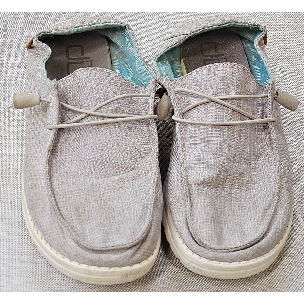 Hey Dude Wendy Chambray Beige Womens Slip On Loafers‎ Size 8 121410522